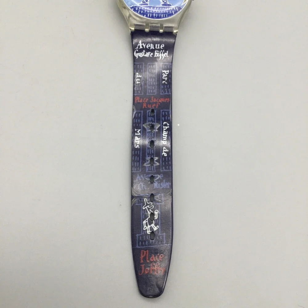 Swatch Gent Titi Parisien Watch Women Swiss Made 34mm Blue Dial New Battery - Picture 7 of 15